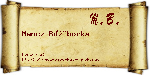 Mancz Bíborka névjegykártya